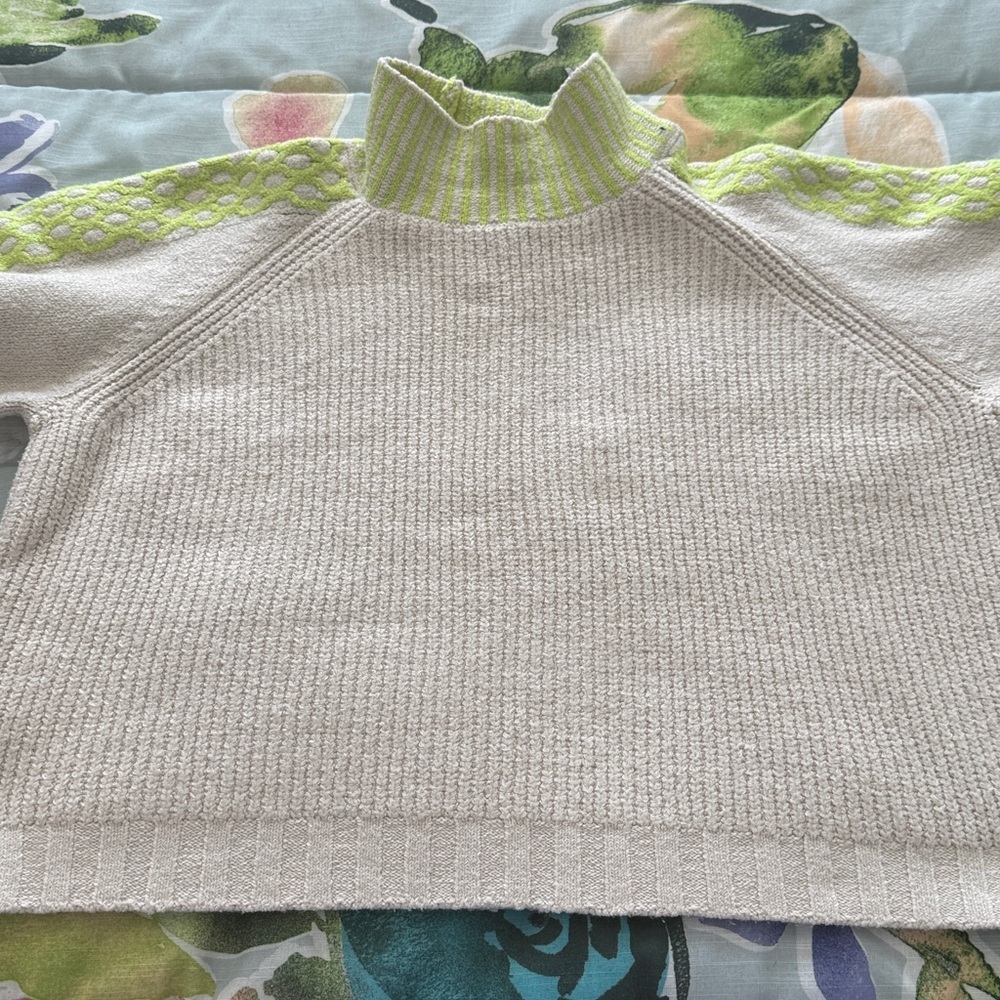 Target Cream and Lime Green Women's Sweater